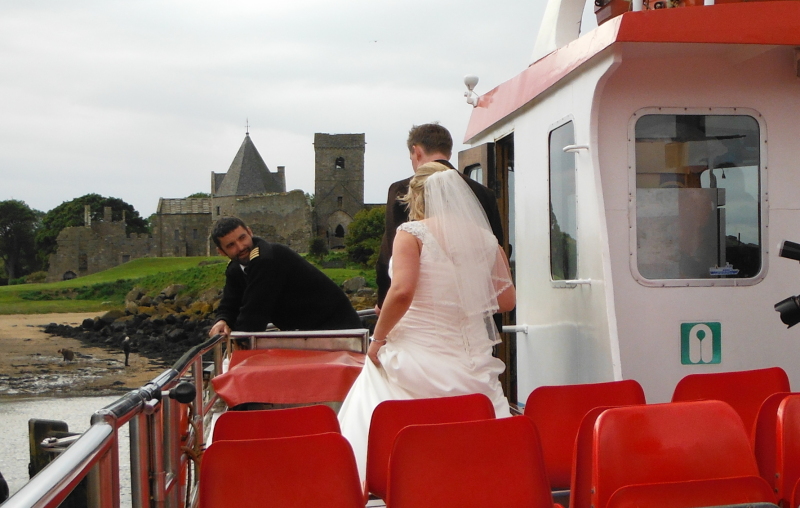  the bride and groom on the boat 